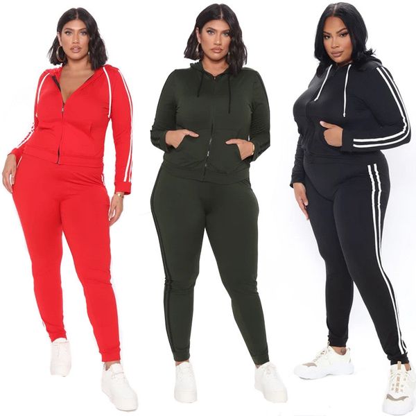 side striped printed designer casual plus size tracksuits slim solid color hooded doubke pockets pants suits
side striped printed designer casual plus size tracksuits slim solid color hooded doubke pockets pants suits