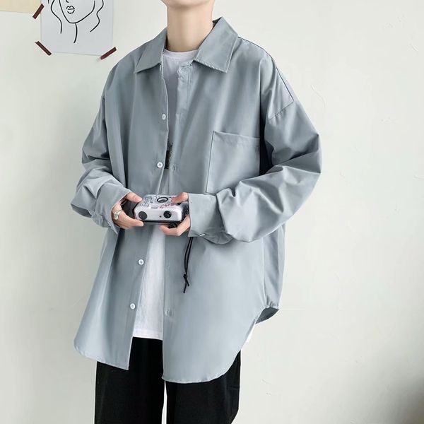 net red fairy long sleeve men's ulzzang korean fashion down feeling shirt lazy white ruffian handsome coat, White;black
net red fairy long sleeve men's ulzzang korean fashion down feeling shirt lazy white ruffian handsome coat, White;black