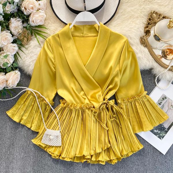 new women blouse spring autumn v neck 3/4 sleeve patchwork ruffles pleats blusas korean womens shirt clothing, White
new women blouse spring autumn v neck 3/4 sleeve patchwork ruffles pleats blusas korean womens shirt clothing, White