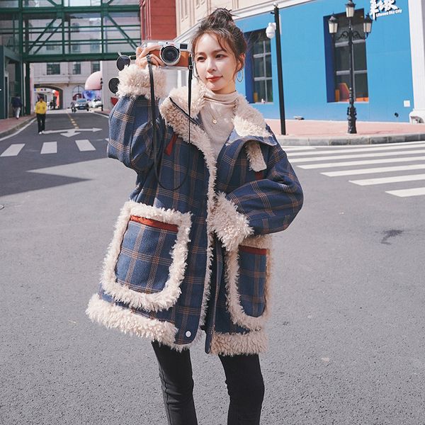 2021 new women's new korean winter mid-length mutton heat wool loose plaid seam big pocket fashion cotton jacket yg1 h413, Black
2021 new women's new korean winter mid-length mutton heat wool loose plaid seam big pocket fashion cotton jacket yg1 h413, Black