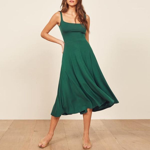 women dress 2020 spring and summer new dark green knitted vest dress fashion casual solid color square collar midi1, Black;gray
women dress 2020 spring and summer new dark green knitted vest dress fashion casual solid color square collar midi1, Black;gray