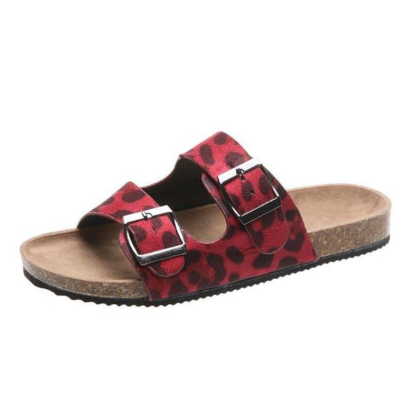 2020 women sandals leopard print summer shoes women large size andals flat sandals womens summer shoes, Black