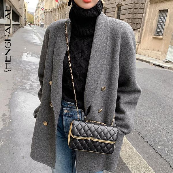 shengpalae 2020 winter women's coat turn-down collar long-sleeved double breasted solid color loose woolen coat fashion 8d8921, Black
shengpalae 2020 winter women's coat turn-down collar long-sleeved double breasted solid color loose woolen coat fashion 8d8921, Black