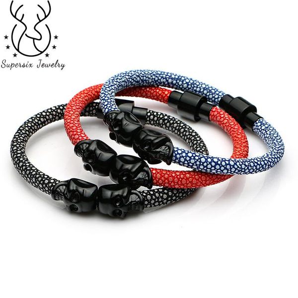 supersix fashion punk double skull stingray pu leather bracelet magnetic snaps bracelet genuine leather bangles for men women, Golden;silver
supersix fashion punk double skull stingray pu leather bracelet magnetic snaps bracelet genuine leather bangles for men women, Golden;silver