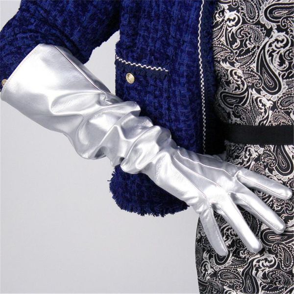 50cm patent leather long gloves female large sleeve emulation leather puff sleeve bright silver female male wpu651, Blue;gray
50cm patent leather long gloves female large sleeve emulation leather puff sleeve bright silver female male wpu651, Blue;gray