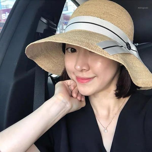 wide brim hats handmade bow raffia summer hat for women female anti-uv foldable travel dome wide-brimmed cap korean wild beach, Blue;gray
wide brim hats handmade bow raffia summer hat for women female anti-uv foldable travel dome wide-brimmed cap korean wild beach, Blue;gray