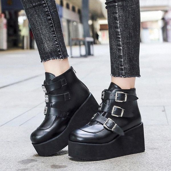lucyever fashion double buckle wedges shoes woman chunky platform patent leather ankle boots women plus size 43 motorcycle boots #si80, Black
lucyever fashion double buckle wedges shoes woman chunky platform patent leather ankle boots women plus size 43 motorcycle boots #si80, Black