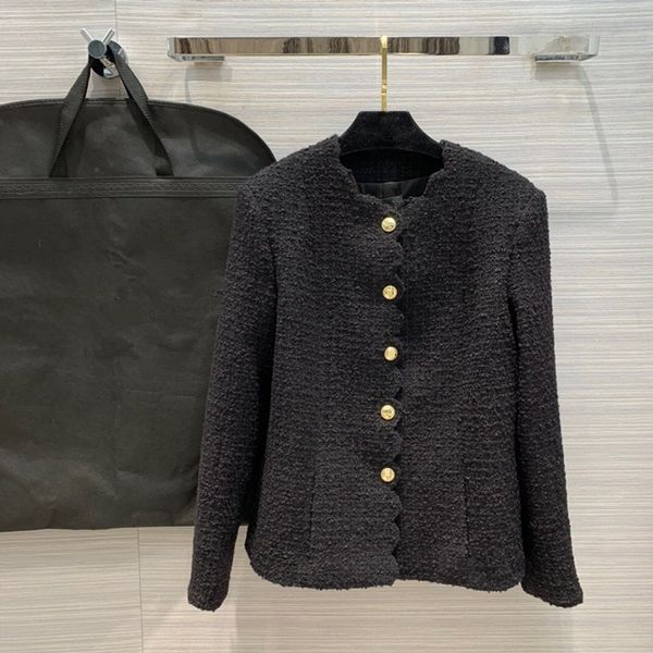 european and american women's wear 2020 winter new style long - sleeved round collar single - breasted fashionable tweed coat, Black
european and american women's wear 2020 winter new style long - sleeved round collar single - breasted fashionable tweed coat, Black