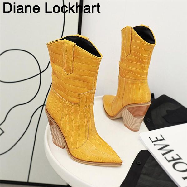 2020 winter fashion embossed microfiber leather women pointed toe western cowboy boots women mid-calf chunky wedges boots runway, Black
2020 winter fashion embossed microfiber leather women pointed toe western cowboy boots women mid-calf chunky wedges boots runway, Black
