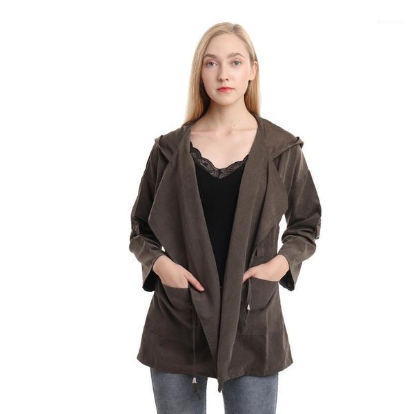women's jackets coat women 2021 autumn long sleeve hooded jacket casual elastic waist pocket female loose outwear jackets1, Black;brown
women's jackets coat women 2021 autumn long sleeve hooded jacket casual elastic waist pocket female loose outwear jackets1, Black;brown
