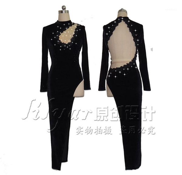 stage wear custom latin dance costumes, classic stretch velvet, practice dress, black, red, high, split.1
stage wear custom latin dance costumes, classic stretch velvet, practice dress, black, red, high, split.1