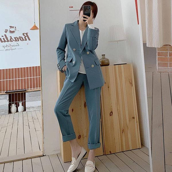 women's two piece pants chic blue women pant suit double-breasted jacket & pencil blazer set female workwear trouser 2021, White
women's two piece pants chic blue women pant suit double-breasted jacket & pencil blazer set female workwear trouser 2021, White