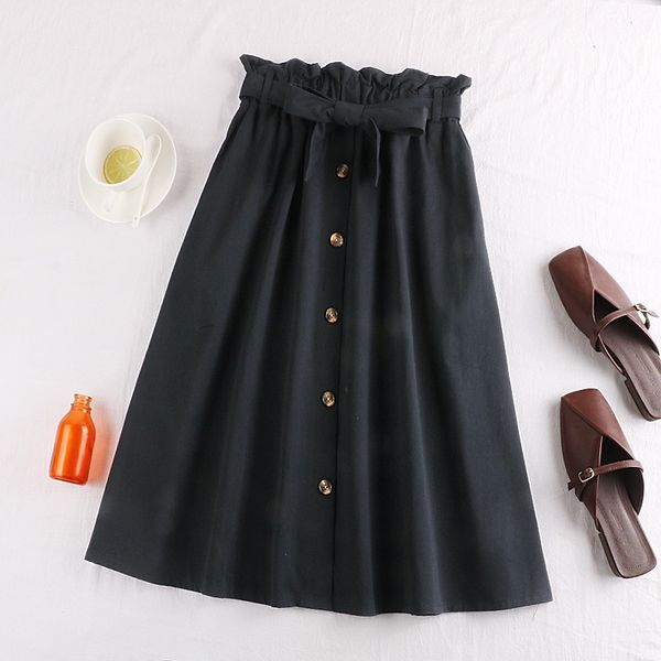 surmiitro spring summer skirts womens midi knee length korean elegant button high waist female pleated school skirt y200326, Black
surmiitro spring summer skirts womens midi knee length korean elegant button high waist female pleated school skirt y200326, Black