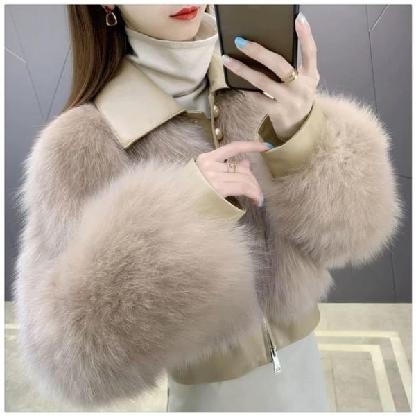 women's fur & faux women 2021 autumn winter elegant solid coat lady casual warm coats female full sleeve short jacket outerwear s968, Black
women's fur & faux women 2021 autumn winter elegant solid coat lady casual warm coats female full sleeve short jacket outerwear s968, Black