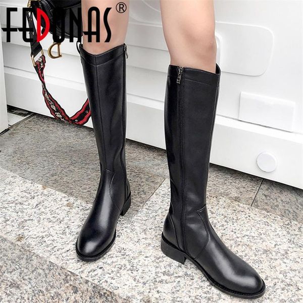 fedonas genuine leather women knee high boots autumn winter warm riding boots side zipper party shoes woman round toe high, Black 
fedonas genuine leather women knee high boots autumn winter warm riding boots side zipper party shoes woman round toe high, Black