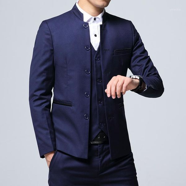 blue stand-collar mens suit 3-piece fashion casual slim suit blazer + pants + vest autumn new mens suits1, White;black
blue stand-collar mens suit 3-piece fashion casual slim suit blazer + pants + vest autumn new mens suits1, White;black