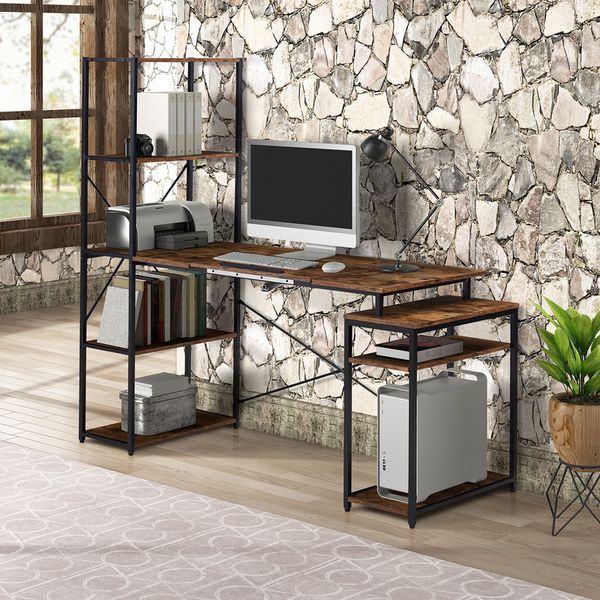 home office computer desk with 5-tier bookshelf and 2 open storage shelf multi-function drafting drawing table with tiltable desktop
home office computer desk with 5-tier bookshelf and 2 open storage shelf multi-function drafting drawing table with tiltable desktop