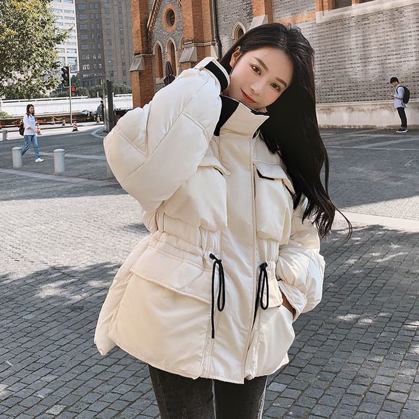 fashion chic stand collar windproof thick warm short winter jacket women new adjustable waist solid hooded parka oversize coat 201028, Black
fashion chic stand collar windproof thick warm short winter jacket women new adjustable waist solid hooded parka oversize coat 201028, Black
