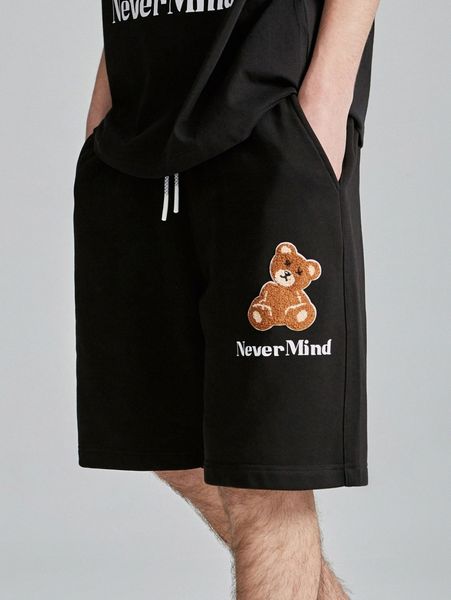 men drawstring waist bear patch letter graphic shorts d2g3#, Black
men drawstring waist bear patch letter graphic shorts d2g3#, Black