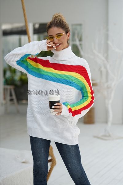 00exr pulloversweater pullover ibnzz sleeve fall winter 2019 rainbow stripe loose long new pullover sweater women's, White;black
00exr pulloversweater pullover ibnzz sleeve fall winter 2019 rainbow stripe loose long new pullover sweater women's, White;black