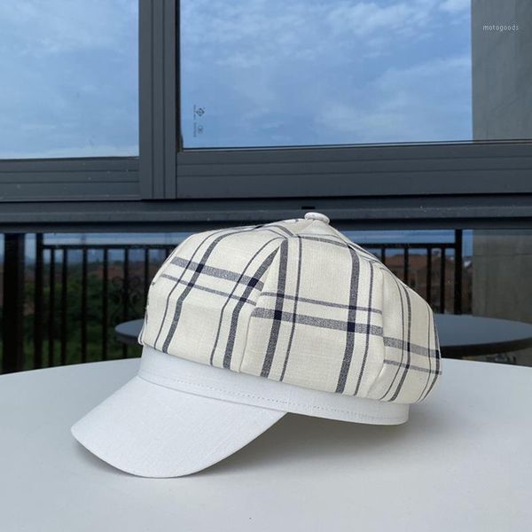 british retro octagonal hat female plaid beret newsboy hat sunscreen sun1, Blue;gray
british retro octagonal hat female plaid beret newsboy hat sunscreen sun1, Blue;gray