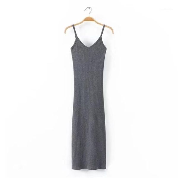 2019 spring europe and america women's dress new style knitted slit strapped dress 80951, White;black
2019 spring europe and america women's dress new style knitted slit strapped dress 80951, White;black