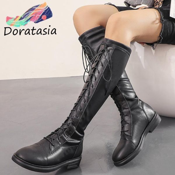 doratasia female brand solid lace up round toe knee high boots black low heel boots women designer winter shoes woman1
doratasia female brand solid lace up round toe knee high boots black low heel boots women designer winter shoes woman1