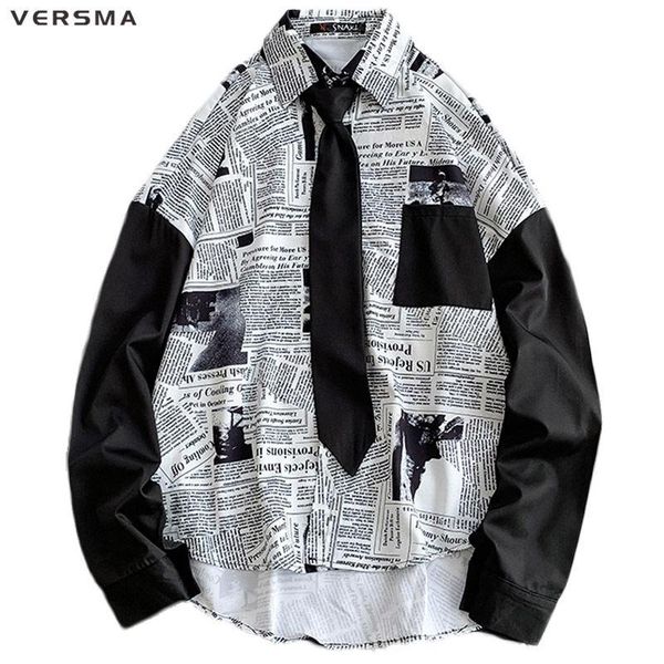 versma korean style vintage blouse newspaper print shirt men women blouse summer gothic clothes hawaiian shirt men dropshipping, White;black
versma korean style vintage blouse newspaper print shirt men women blouse summer gothic clothes hawaiian shirt men dropshipping, White;black
