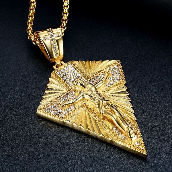 men's necklace big jesus cross pendant & chain mens gold color stainless steel crucifix necklaces man iced out bling jewelry 201014, Silver
men's necklace big jesus cross pendant & chain mens gold color stainless steel crucifix necklaces man iced out bling jewelry 201014, Silver