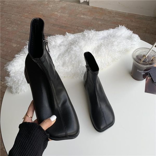 boots autumn and winter soft pu women's leather shoes ankle zipper flat medium-short tube, Black
boots autumn and winter soft pu women's leather shoes ankle zipper flat medium-short tube, Black