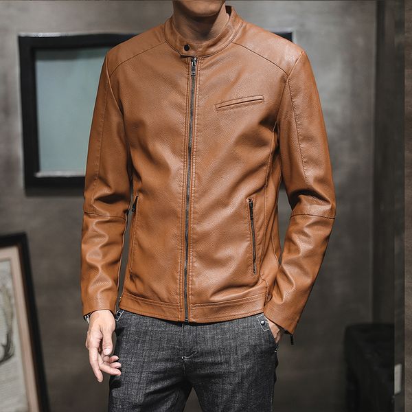 motorcycle leather coat mens korean-style trendy slim fit handsome young man leather jacket mens coat autumn and winter mens wear leather ja, Black
motorcycle leather coat mens korean-style trendy slim fit handsome young man leather jacket mens coat autumn and winter mens wear leather ja, Black