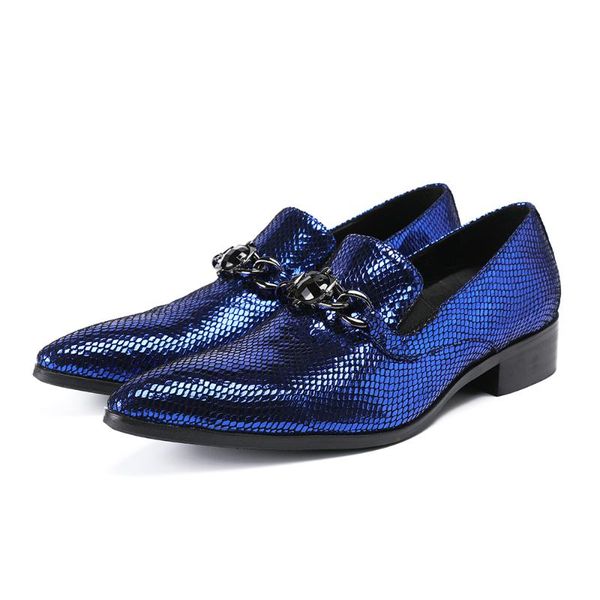 blue glitter genuine leather business men shoes slip on brogues formal oxford shoes for men dress with metal chain flats, Black
blue glitter genuine leather business men shoes slip on brogues formal oxford shoes for men dress with metal chain flats, Black
