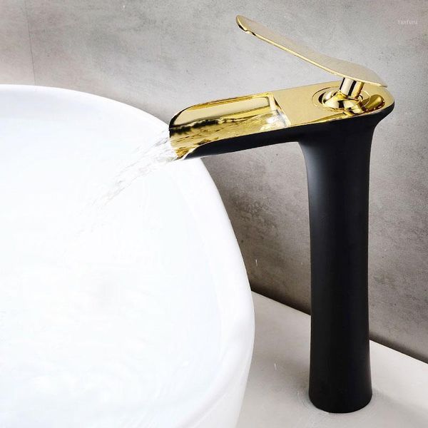 bathroom basin faucet black and gold brass sink waterfall faucet single hole cold water tap basin mixer tap torneira1
bathroom basin faucet black and gold brass sink waterfall faucet single hole cold water tap basin mixer tap torneira1