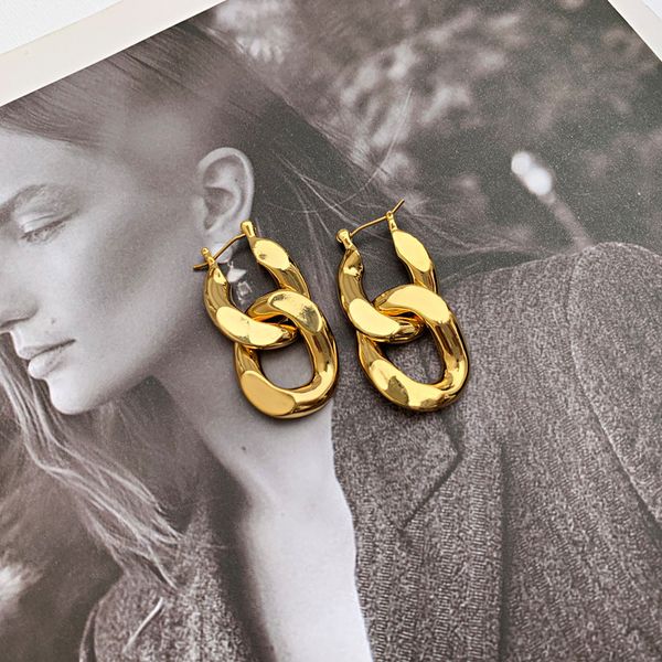 thick chain in cool wind exaggerated punk geometric smooth simple double ring earrings, Golden
thick chain in cool wind exaggerated punk geometric smooth simple double ring earrings, Golden