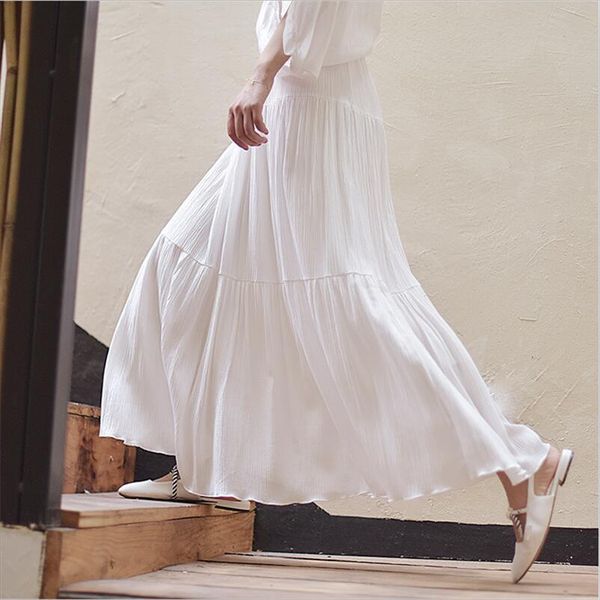 2020 women summer fashion design skirt vintage elegant holiday long skirts elastic waist white maxi skirts plus size m 7xl, Black
2020 women summer fashion design skirt vintage elegant holiday long skirts elastic waist white maxi skirts plus size m 7xl, Black