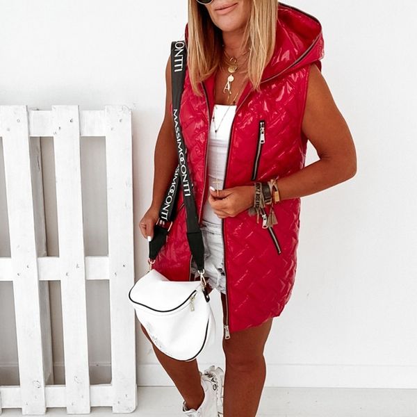 winter women long shiny solid hooded sleeveless zipper jacket stand collar cotton padded thick casual fashion outwear 201110, Black;white
winter women long shiny solid hooded sleeveless zipper jacket stand collar cotton padded thick casual fashion outwear 201110, Black;white