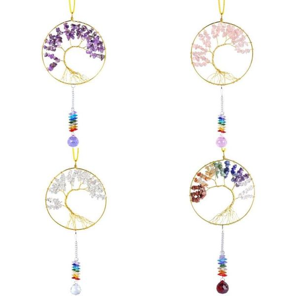 tumbeelluwa wire wrapped tree of life crystal hang decorations,healing crystal prism ball chakra colors beads rainbow suncatcher, Pink;blue
tumbeelluwa wire wrapped tree of life crystal hang decorations,healing crystal prism ball chakra colors beads rainbow suncatcher, Pink;blue