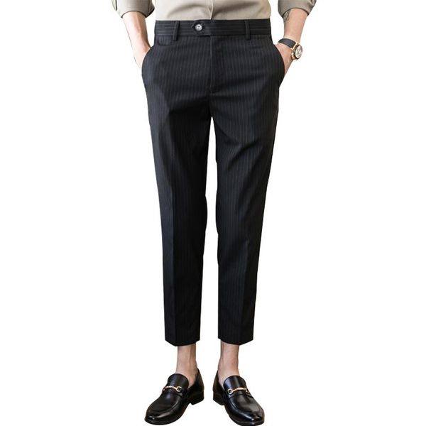 business mens dress pants korean style striped trousers slim ankle length pantalon mens new fashion suit pants men's work, White;black
business mens dress pants korean style striped trousers slim ankle length pantalon mens new fashion suit pants men's work, White;black
