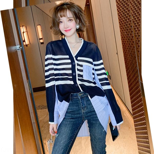 miuco contrast striped knit patchwork shirtshirt shirtshirt v-neck single breasted loose silhouette new fall 2020 vt0ci, White;black
miuco contrast striped knit patchwork shirtshirt shirtshirt v-neck single breasted loose silhouette new fall 2020 vt0ci, White;black