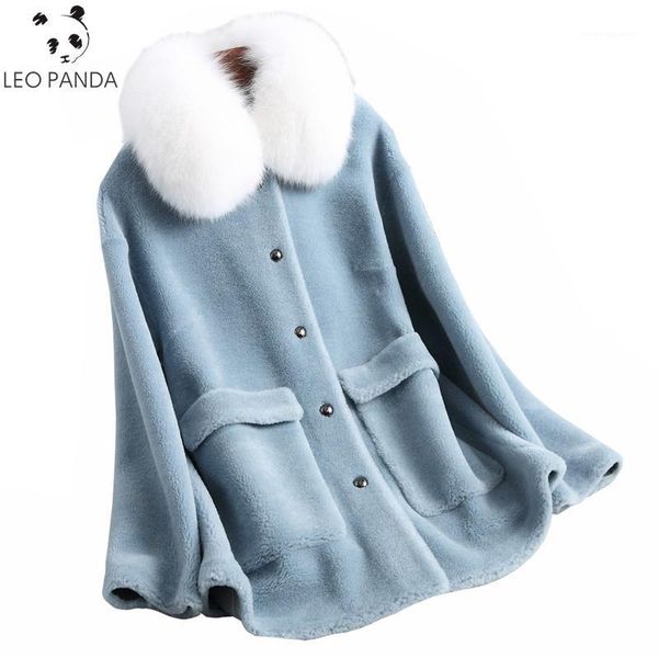 women's fur & faux natural sheep shearing coat real collar 2021 winter jacket women elegant blue thick warm short overcoat1, Black
women's fur & faux natural sheep shearing coat real collar 2021 winter jacket women elegant blue thick warm short overcoat1, Black