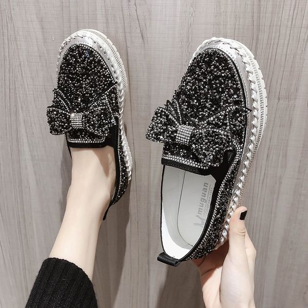 new women's sneakers casual shoes new fashion breathable thick bottom white soft shoes rhinestone crystal flats y200801, Black
new women's sneakers casual shoes new fashion breathable thick bottom white soft shoes rhinestone crystal flats y200801, Black