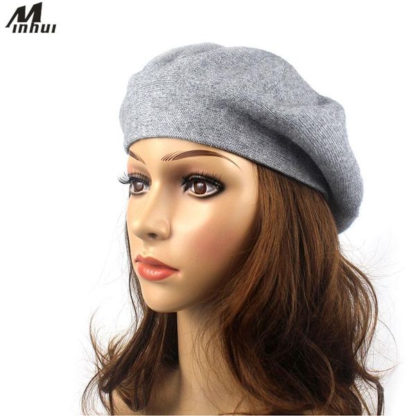 berets minhui wool beret for women knitted solid hat gorro female caps winter hats, Blue;gray
berets minhui wool beret for women knitted solid hat gorro female caps winter hats, Blue;gray