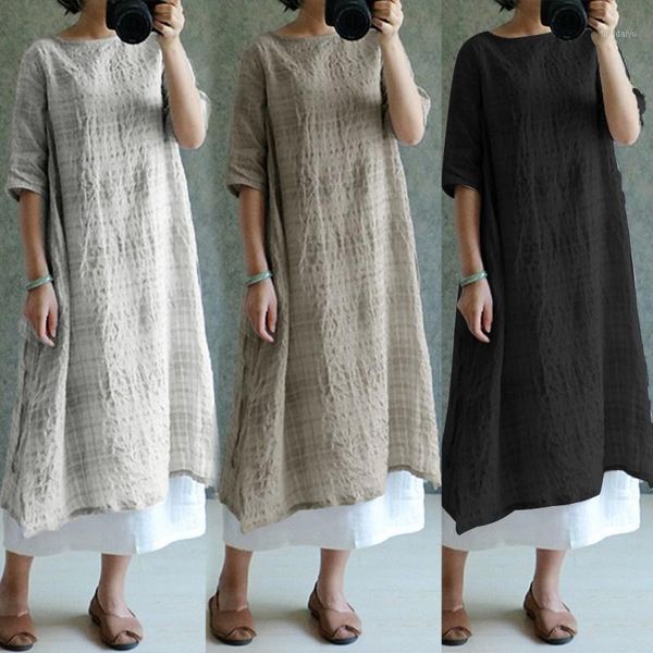 zanzea women vintage cotton linen dress 2018 half sleeve o neck side split plaid baggy summer dresses vestido de festa plus size1, White;black
zanzea women vintage cotton linen dress 2018 half sleeve o neck side split plaid baggy summer dresses vestido de festa plus size1, White;black