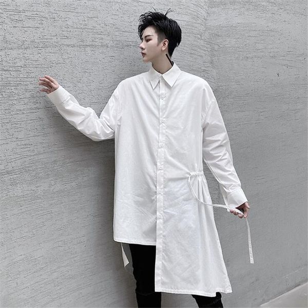 2021 autumn asymmetric male design white shirt long waist hip hop cord female blouse harajuku casual shirts oversize h851, White;black
2021 autumn asymmetric male design white shirt long waist hip hop cord female blouse harajuku casual shirts oversize h851, White;black