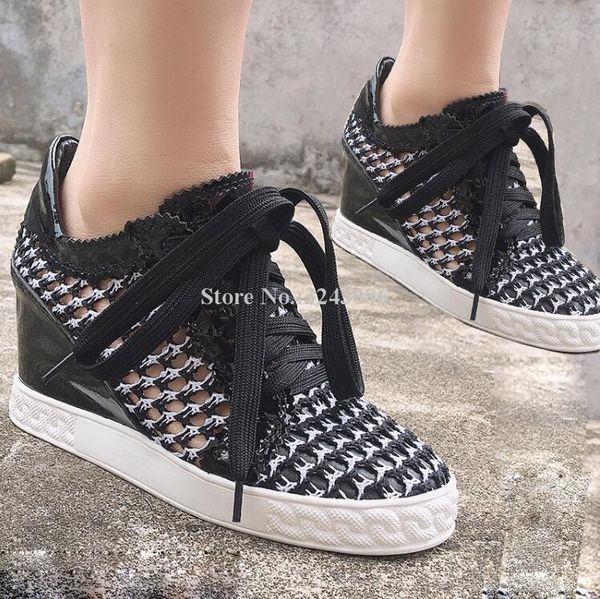 new hollow out mesh wedge hidden casual shoes women fashion lace-up platform single shoes lady popular hole dress dropship, Black
new hollow out mesh wedge hidden casual shoes women fashion lace-up platform single shoes lady popular hole dress dropship, Black