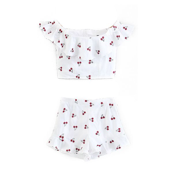 2021 new spring elegant pin up cherry maple bar neck tee women and ruffles shorts two default parts designed es2v, White
2021 new spring elegant pin up cherry maple bar neck tee women and ruffles shorts two default parts designed es2v, White