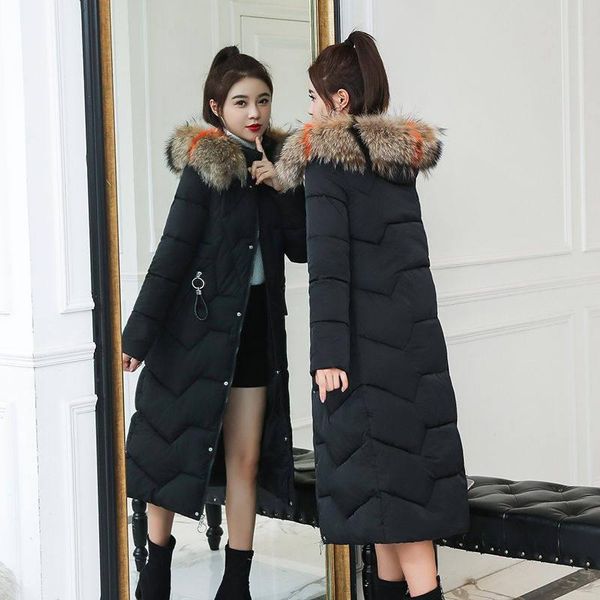 2021 winter long down jacket women plus size slim with fur collar casual women's coat hooded solid cotton padded thick parkas, Black
2021 winter long down jacket women plus size slim with fur collar casual women's coat hooded solid cotton padded thick parkas, Black