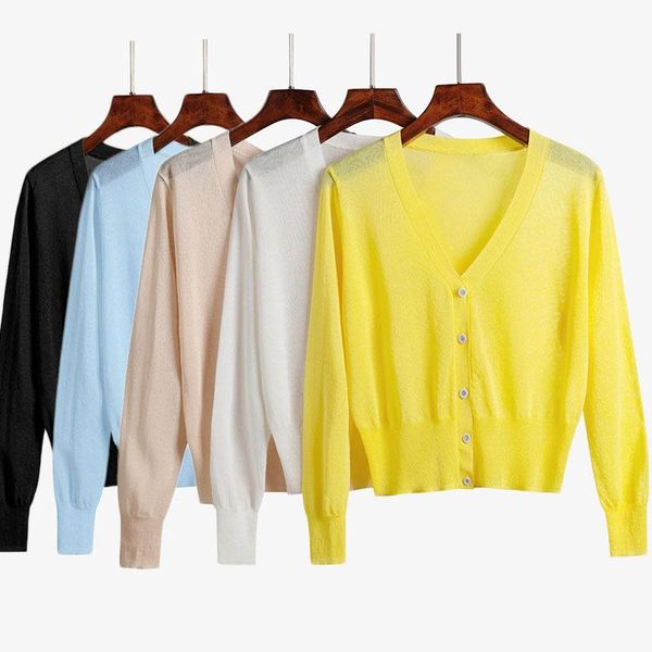 women's knits & tees cropped cardigan knitted v neck sweater korean style summer women ice silk thin crop female sunscreen shirts, White
women's knits & tees cropped cardigan knitted v neck sweater korean style summer women ice silk thin crop female sunscreen shirts, White