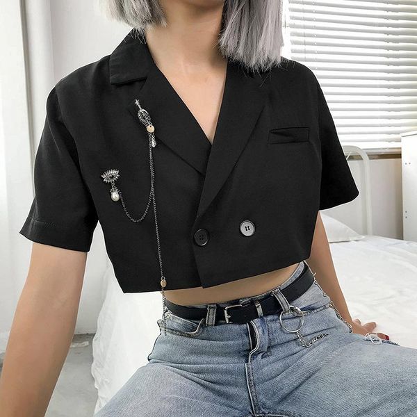 women's suits & blazers bazhenova fashion women metal brooch super short notched streetwear black vintage clothing t1792, White;black
women's suits & blazers bazhenova fashion women metal brooch super short notched streetwear black vintage clothing t1792, White;black