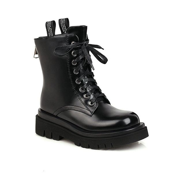 2021 new lace up + ankle pu leather women shoes autumn winter square high heel short boots size 34-43 m220, Black
2021 new lace up + ankle pu leather women shoes autumn winter square high heel short boots size 34-43 m220, Black